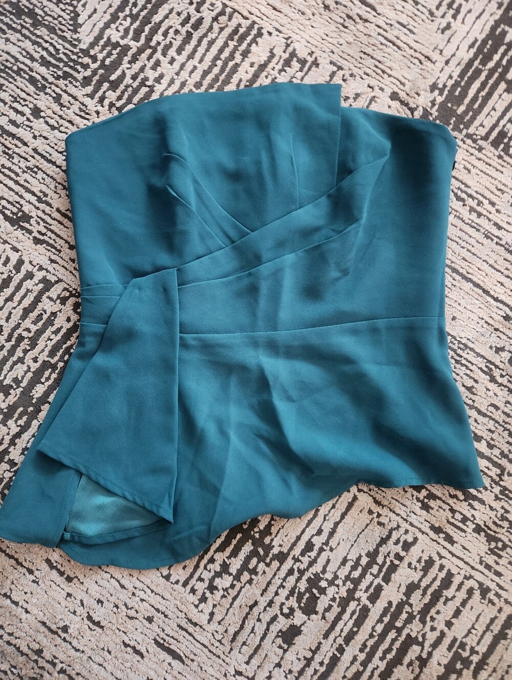 White House Black Market Teal Strapless Peplum Top, Size 6